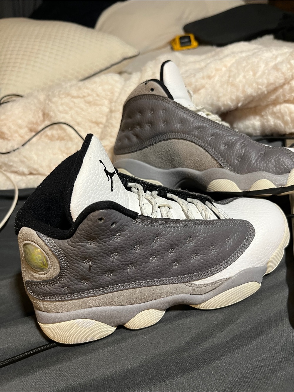 Jordan Retro Basketball Sneakers in Gray, White, Black